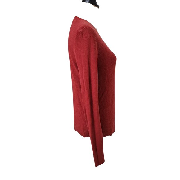 LOFT Size S Deep Dark Terracotta / Brick Red Crew Neck Sweater, Gently Used - Picture 5 of 11